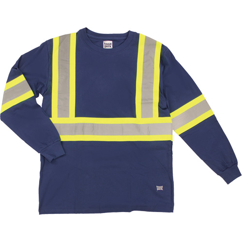 Long Sleeve Safety T-Shirt, Cotton, Medium, Navy Blue