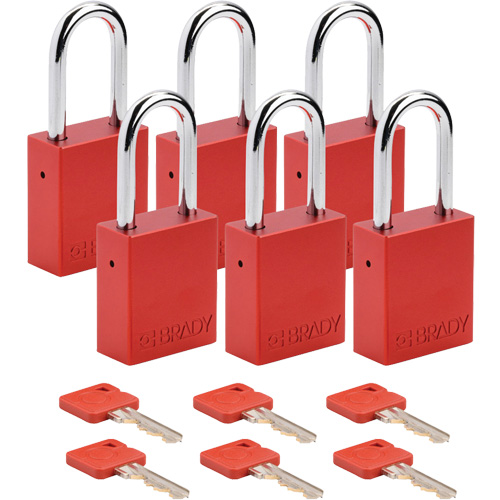Velocity™ Lockout Padlocks, Red, Keyed Different, Aluminum, 1-1/2" Width