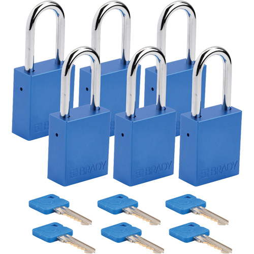Velocity™ Lockout Padlocks, Blue, Keyed Alike, Aluminum, 1-1/2" Width