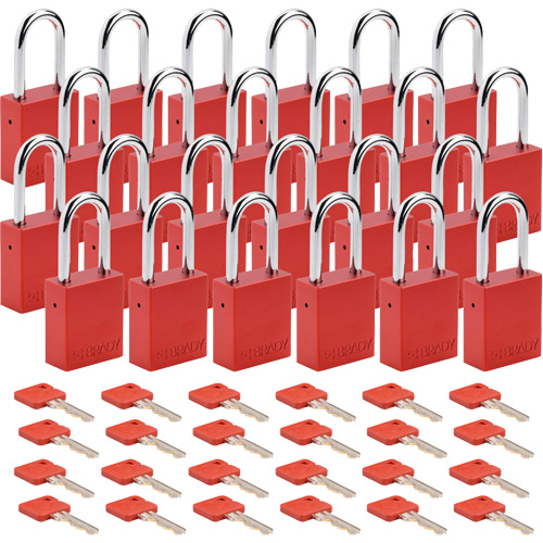 Velocity™ Lockout Padlocks, Red, Keyed Different, Aluminum, 1-1/2" Width