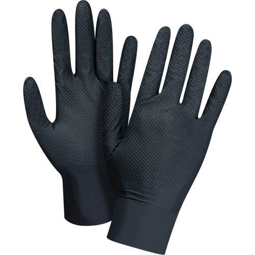 Heavyweight Tactile Grip Examination Gloves, Large, Nitrile, 8-mil, Powder-Free, Black, Class 2
