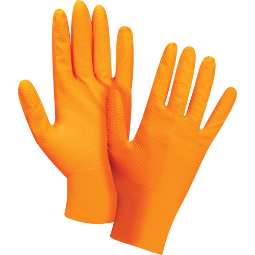 Heavyweight Tactile Grip Examination Gloves, Large, Nitrile, 8-mil, Powder-Free, Orange, Class 2