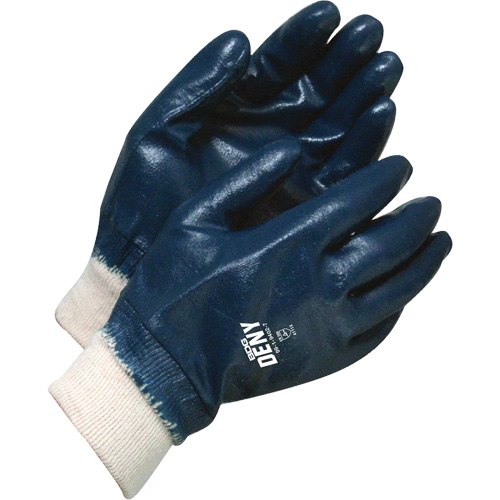 Deny® Gloves with Knit Wrist, 7, Nitrile Coating, Cotton Shell