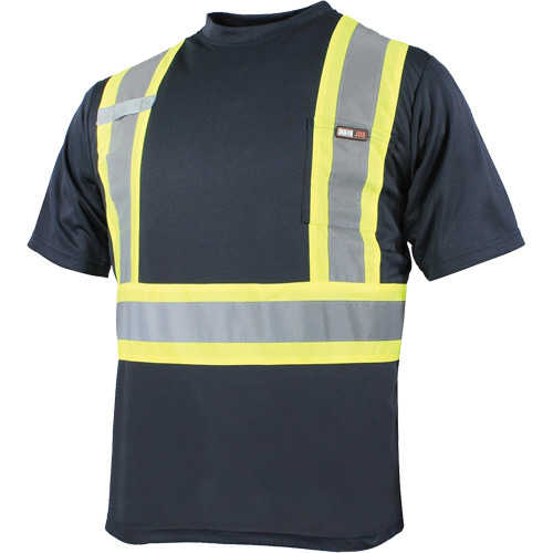 Quick Dry Short Sleeves T-Shirt, Polyester, Large, Navy Blue