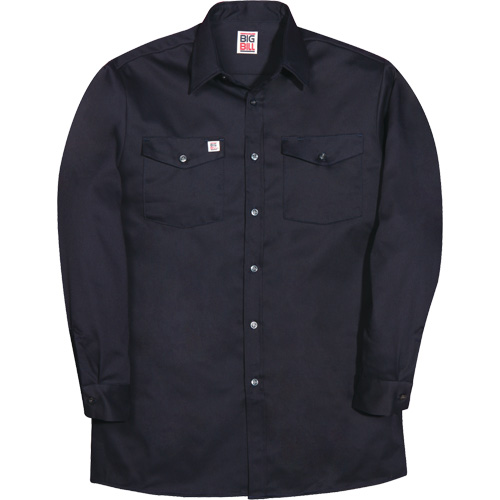 Long-Sleeve Industrial Work Shirt, Men's, Medium, Navy Blue