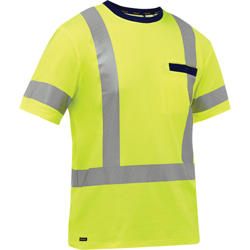 Bisley® X-Back Short Sleeve Shirt, Poly-Cotton, 4X-Large, High Visibility Lime-Yellow