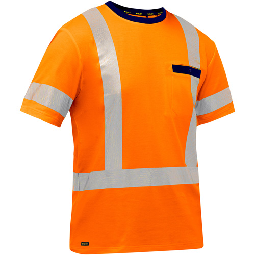 Bisley® X-Back Short Sleeve Shirt, Poly-Cotton, 4X-Large, High Visibility Orange