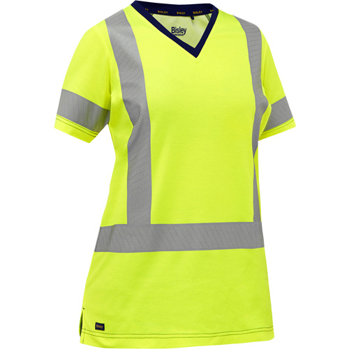 Bisley® Women's X-Back Short Sleeve Shirt, Poly-Cotton, 2X-Large, High Visibility Lime-Yellow
