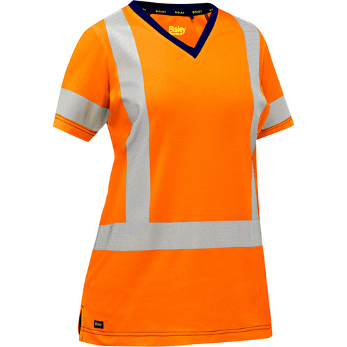 Bisley® Women's X-Back Short Sleeve Shirt, Poly-Cotton, Medium, High Visibility Orange