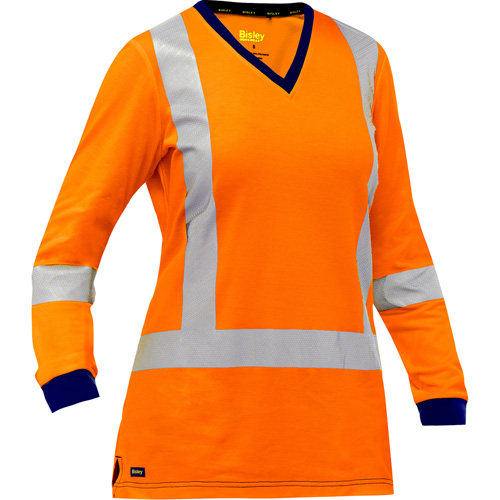 Bisley® Women's X-Back Long Sleeve Shirt, Poly-Cotton, Large, High Visibility Orange