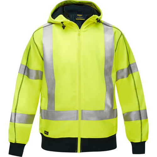 Bisley® X-Back Full Zip Hooded Sweatshirt with Sherpa Lining, 3X-Large, High Visibility Lime-Yellow