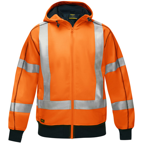Bisley® X-Back Full Zip Hooded Sweatshirt with Sherpa Lining, Small, High Visibility Orange