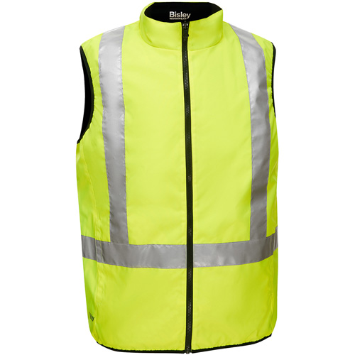 Bisley® X-Back Reversible Puffer Vest, High Visibility Lime-Yellow, 4X-Large, Polyester