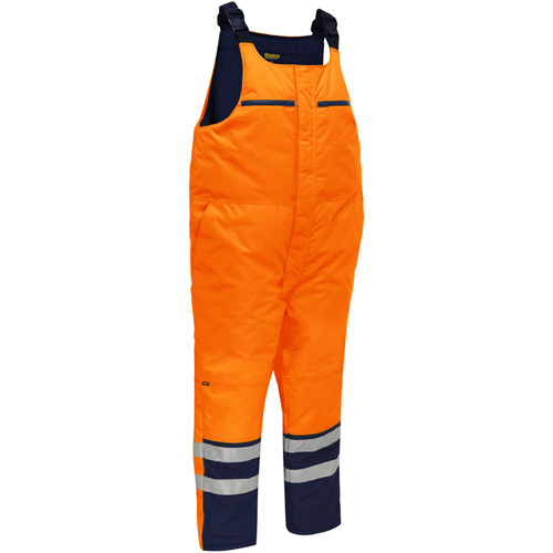 Bisley® Extreme Cold Bib Overall, Polyester, Large, High Visibility Orange