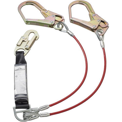 SA-55522-6 PVC-Coated Shock Absorbing Lanyard, 6', Form Hook Center, Snap Hook Leg Ends, Galvanized Steel