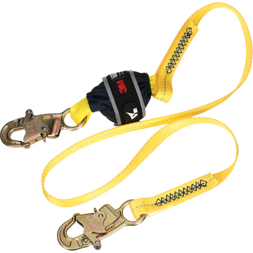 Web Shock-Absorbing Lanyard, 6', Snap Hook Center, Snap Hook Leg Ends, Polyester
