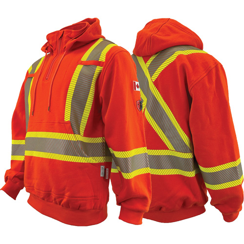 Atlas Guardian® FR/AR Quarter-Zip Hoodies, Men's, 4X-Large, High Visibility Orange, 18 cal/cm²