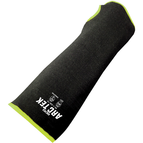 Cut-Resistant Sleeve with Thumb Hole, Polyethylene/Steel, 18", ASTM ANSI Level A5, Black/Yellow