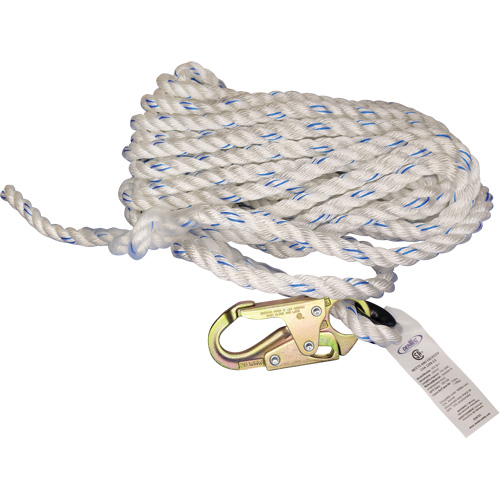 Vertical Life Line with 3/4" Snap Hook & Thimble Eye