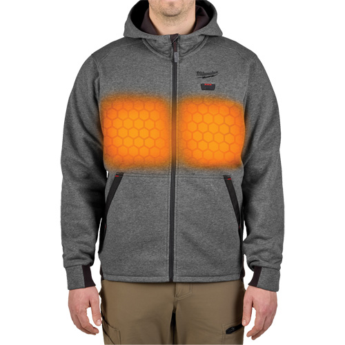 M12™ Heated Hoodie with Battery, Men's, Small, Grey, Poly-Cotton