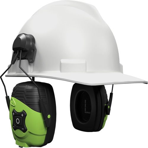 Safety Green Link Aware Bluetooth Earmuffs, Cap Mount Style, 21 dB