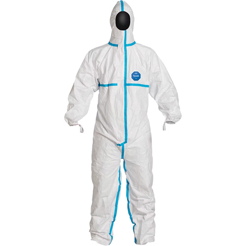 Hooded Coveralls, Large, White, Tyvek® 600