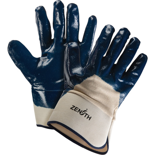 Heavyweight Safety Cuff Gloves, 11/2X-Large, Nitrile Coating, Cotton Shell