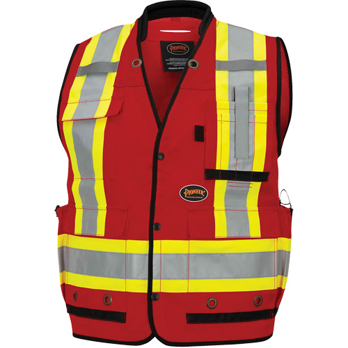 6678 High-Visibility Antimicrobial Mesh-Back Surveyor Vest, Red, Medium, Polyester