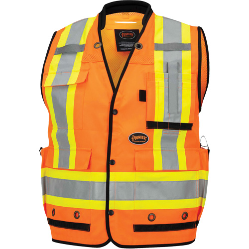 6680 High-Visibility Antimicrobial Mesh-Back Surveyor Vest, High Visibility Orange, Small, Polyester