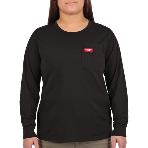 GRIDIRON Long Sleeve Pocket T-Shirt, Women's, Medium, Black