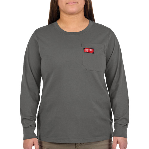 GRIDIRON Long Sleeve Pocket T-Shirt, Women's, 2X-Large, Grey