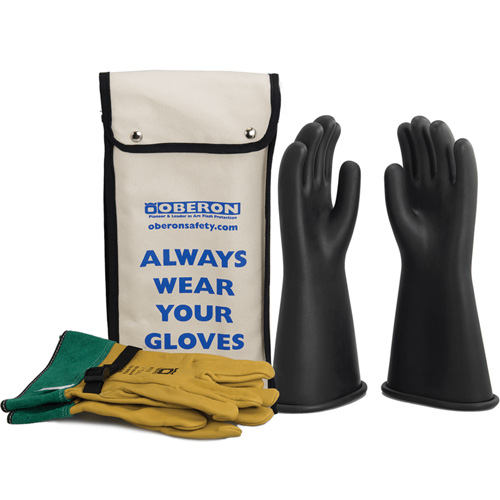 Class 1 Rubber Electrical Glove Kit, 9, 14" L, 37 cal/cm², NFPA 70E