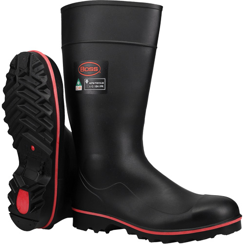 Boss® Footwear Full ESR Safety Boot, Polyblend/PVC, Steel Toe, Size 8