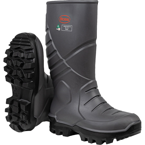 Boss® Footwear Full Safety Boot with Midsole & Internal Met Guard, Thermal Polyurethane, Steel Toe, Puncture Resistant Sole, Size 6