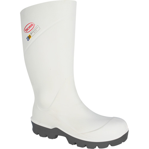 Boss® Footwear Food Processing Boot, Polyurethane, Steel Toe, Size 6, Impermeable