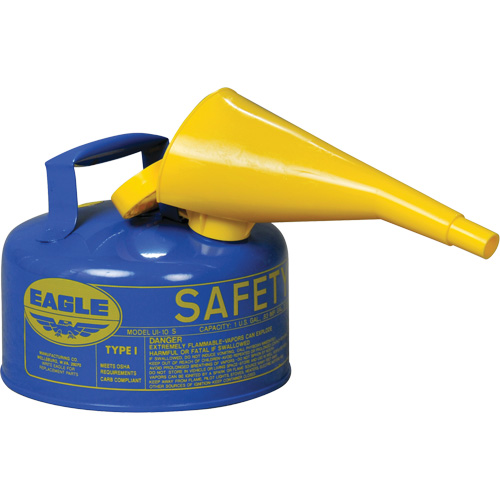 Safety Can for Kerosene with Funnel, Type I, Galvanized Steel, 1 US gal., Blue, FM Approved/UL/ULC Listed