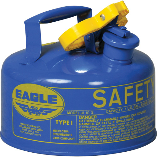 Safety Can for Kerosene, Type I, Galvanized Steel, 1 US gal., Blue, FM Approved/UL/ULC Listed