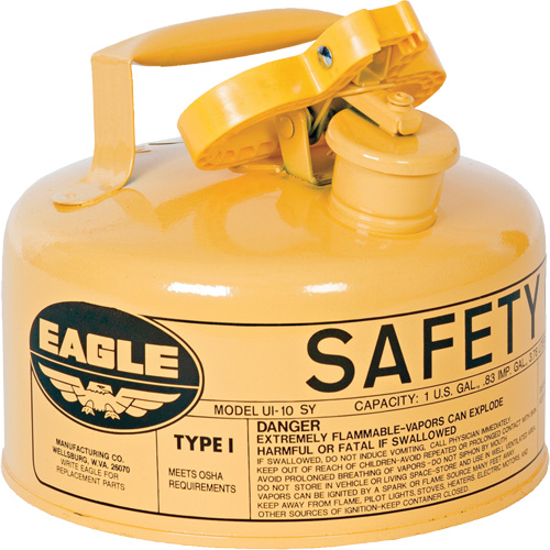 Safety Can for Diesel, Type I, Galvanized Steel, 1 US gal., Yellow, FM Approved/UL/ULC Listed