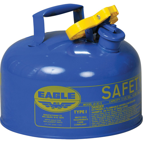 Safety Can for Kerosene, Type I, Galvanized Steel, 2 US gal., Blue, FM Approved/UL/ULC Listed