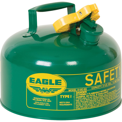 Safety Can for Combustibles, Type I, Galvanized Steel, 2 US gal., Green, FM Approved/UL/ULC Listed