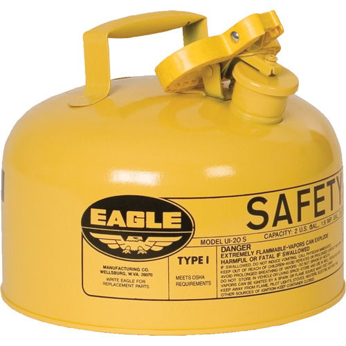 Safety Can for Diesel, Type I, Galvanized Steel, 2 US gal., Yellow, FM Approved/UL/ULC Listed