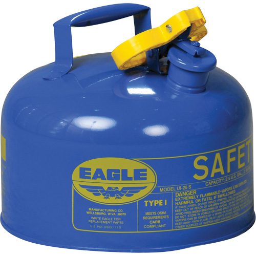 Safety Can for Kerosene, Type I, Galvanized Steel, 2.5 US gal., Blue, FM Approved/UL/ULC Listed