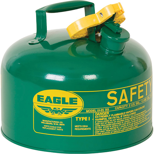 Safety Can for Combustibles, Type I, Galvanized Steel, 2.5 US gal., Green, FM Approved/UL/ULC Listed