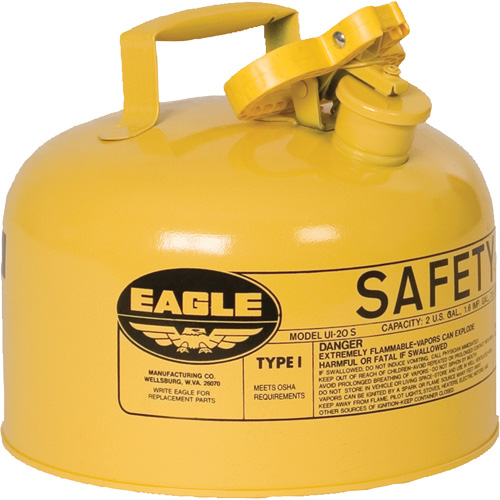 Safety Can for Diesel, Type I, Galvanized Steel, 2.5 US gal., Yellow, FM Approved/UL/ULC Listed