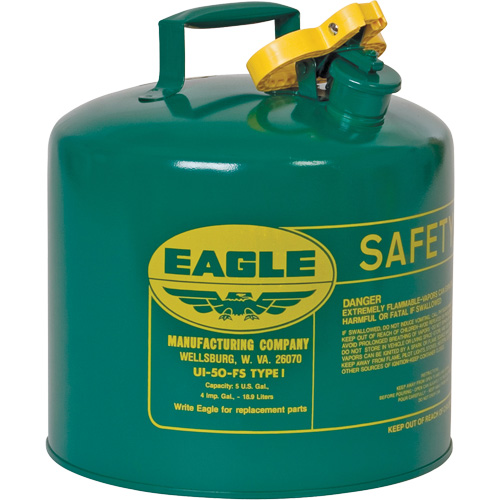 Safety Can for Combustibles, Type I, Galvanized Steel, 5 US gal., Green, FM Approved/UL/ULC Listed