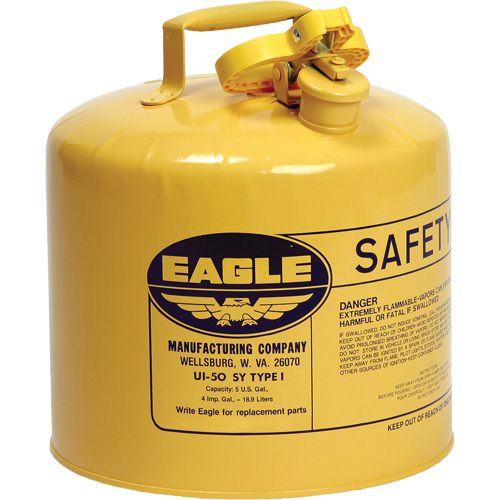 Safety Can for Diesel, Type I, Galvanized Steel, 5 US gal., Yellow, FM Approved/UL/ULC Listed