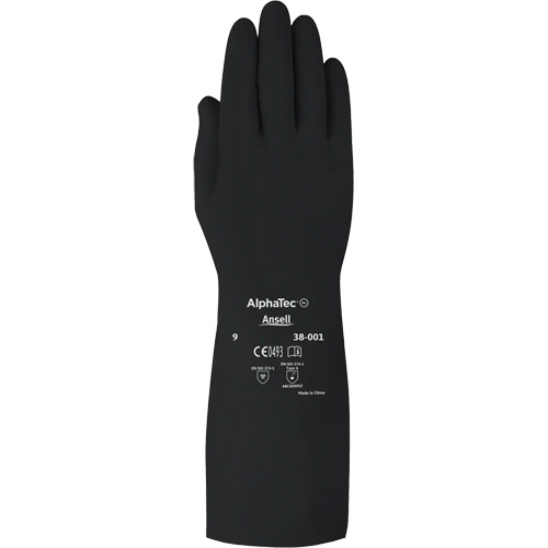 AlphaTec™ 38001PP Medium Duty Chemical-Resistant Gloves, Size 8, 14" L, Butyl Rubber, 14-mil