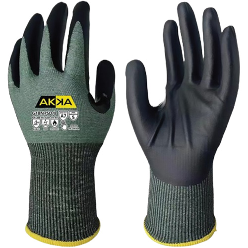 G18N7SD Cut Protection Gloves, 9/Large, 18 Gauge, Foam Nitrile Coated, ASTM ANSI Level A7/EN 388 Level F