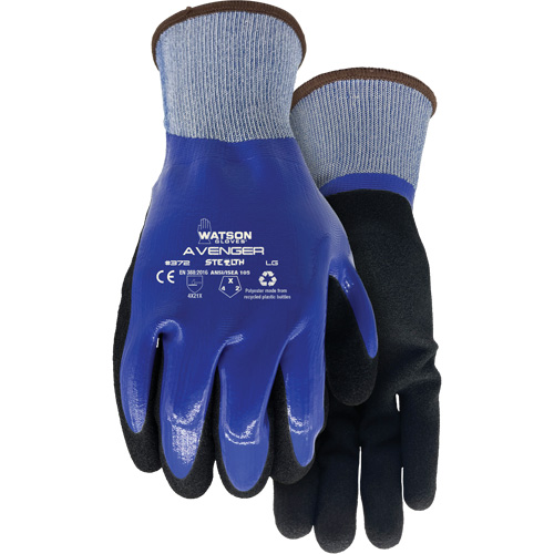 372 Stealth Avenger Gloves, Large, Nitrile Coating, 15 Gauge, RPET Shell