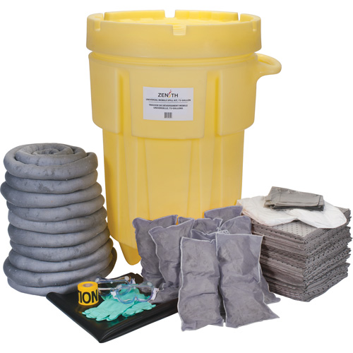 Shop Spill Kit, Universal, Overpack/Salvage Drum, 95 US gal. Absorbancy